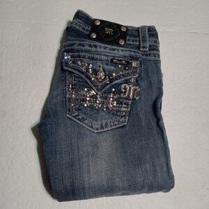 Miss Me Women's Distressed Embellished Bootcut Jeans 29 JE8007BX